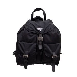 Rare Authentic Prada‎ Tessuto Nylon Saffiano Small Backpack Black Women's